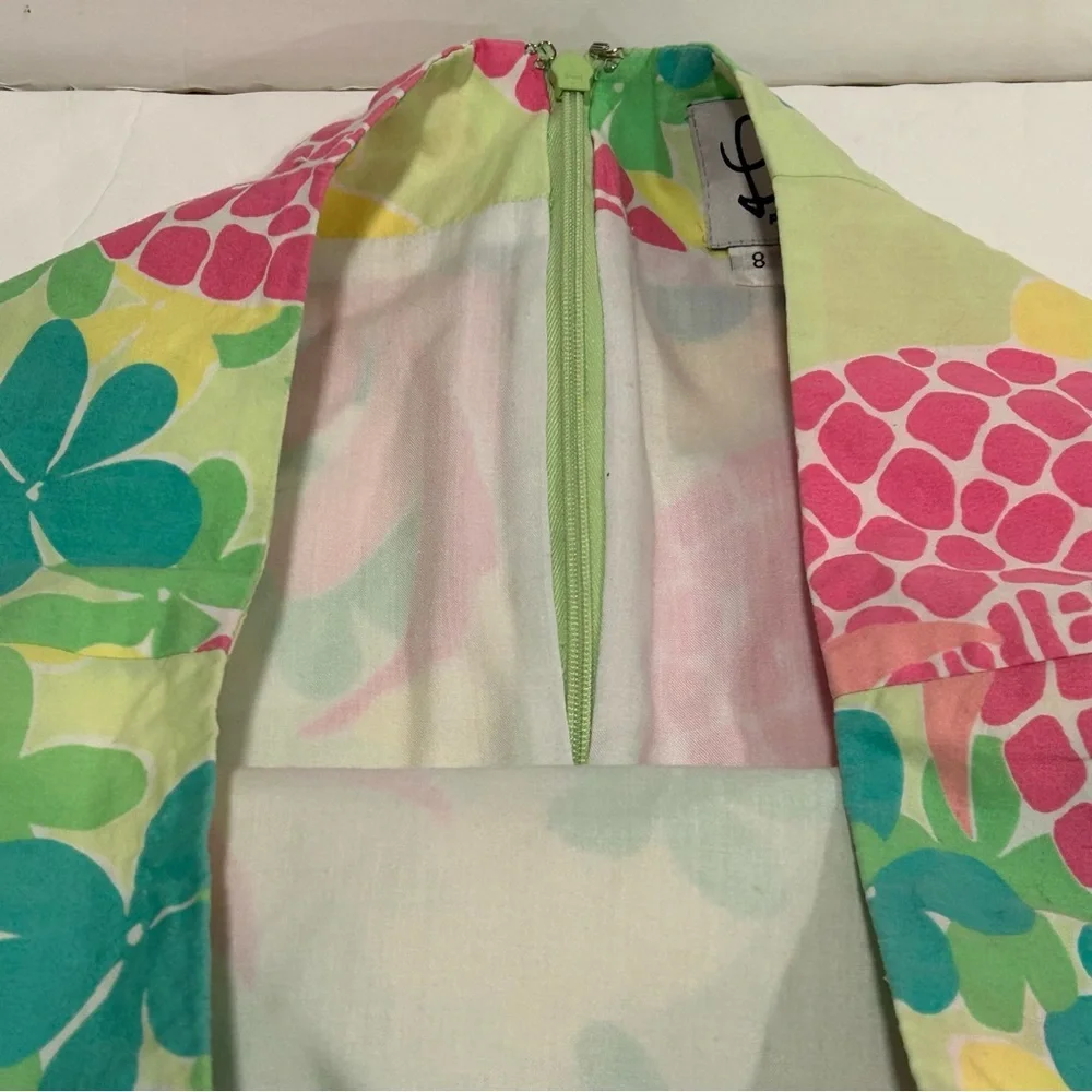 Vintage Lilly Pulitzer Pink Pineapple Print Cotton Scallop Hem Skirt, Size 8